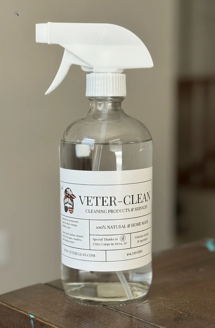 VeterClean natural cleaning products with fermented apple alcohol